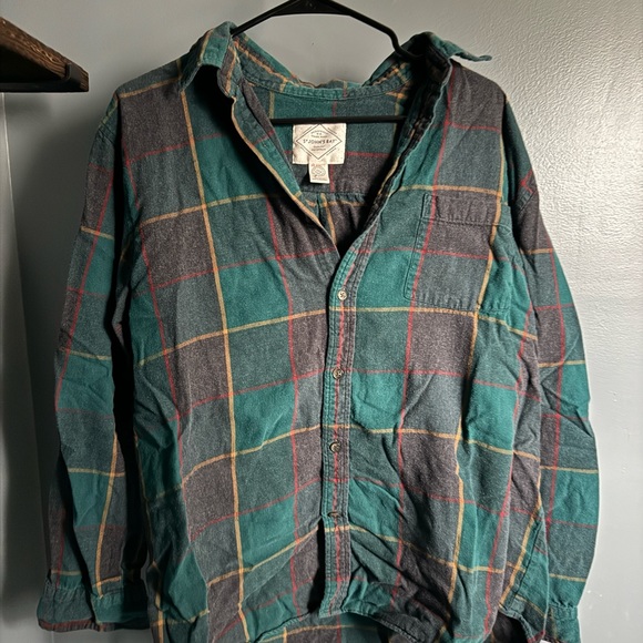 90'S St. John's Bay Vintage Long Sleeve Flannel Check Shirt, Men's XL cotton gray type Vintage Second Hand